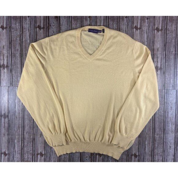 Ralph Lauren Purple Label 100% cashmere Sweater Size XL color Yellow made Italy - Picture 1 of 6